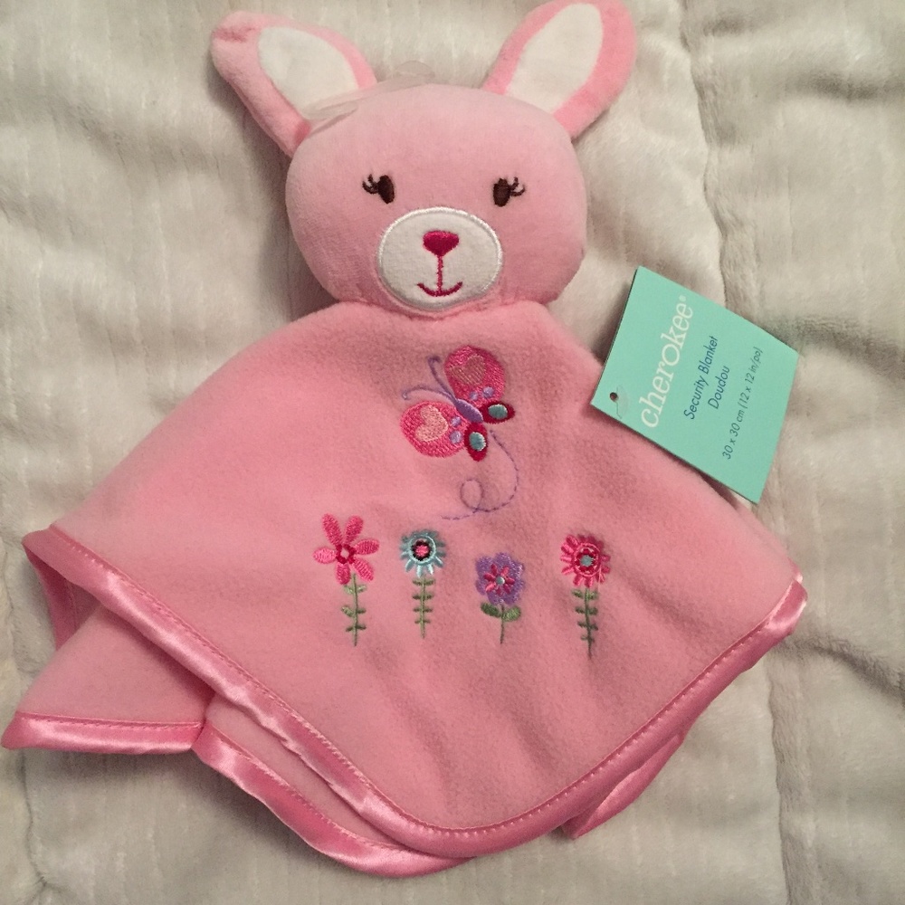 New Cherokee Pink Bunny Rabbit Plush Baby Security Blanket Lovey